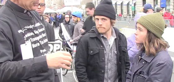 WATCH: Ellen Page confronts antigay preacher outside D.C. protest