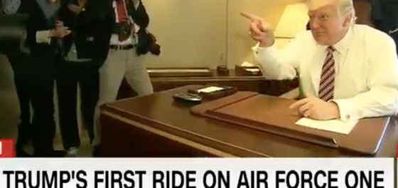 CNN captures Donald Trump watching a blaring television on Air Force One instead of doing his job