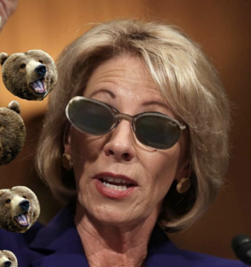 Bear foe Betsy Devos gets memed and mocked as she’s handed the keys to our children’s futures