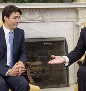 These memes perfectly capture Justin Trudeau recoiling from Donald Trump’s hand