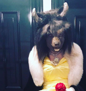 Guess who terrorized a fancy cocktail party in this Beauty and the Beast costume
