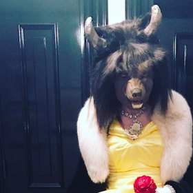Guess who terrorized a fancy cocktail party in this Beauty and the Beast costume