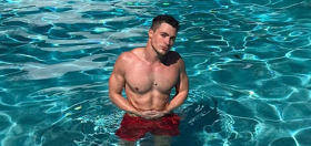 Colton Haynes just pushed his fiancee into a swimming pool