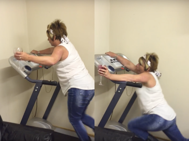 This is why you should never drink wine and run on a treadmill at the same time