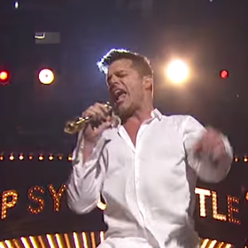 Ricky Martin slinks around in his underwear for “Risky Business” lip sync tribute