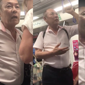 Drunk old man aggressively hits on straight guy on the subway in this truly bizarre video