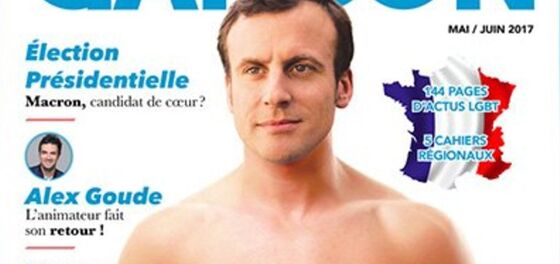 French presidential hopeful Emmanuel Macron appears topless on cover of gay magazine