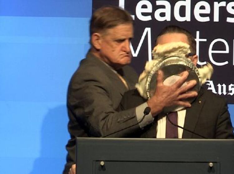 Openly gay CEO gets pie smashed in his face during speech