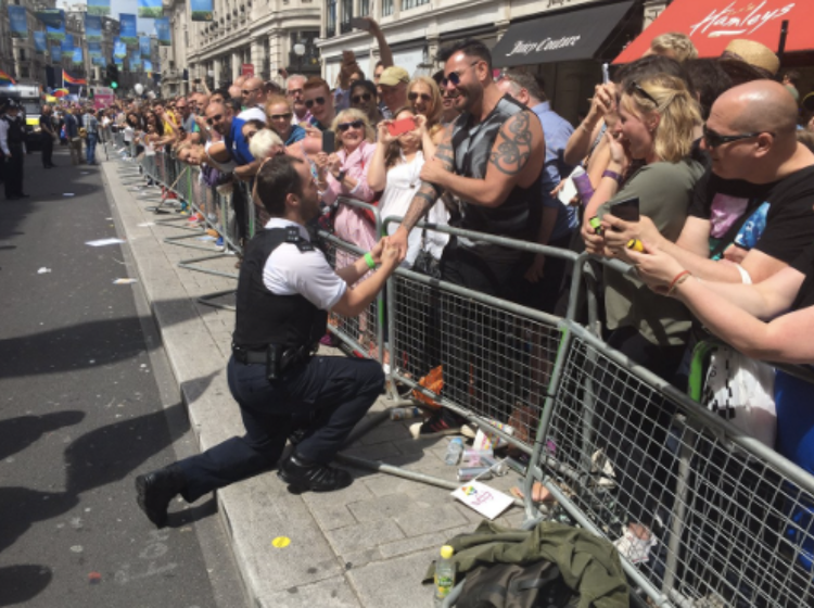 That time a police officer broke ranks with his colleagues to propose to his boyfriend at Pride