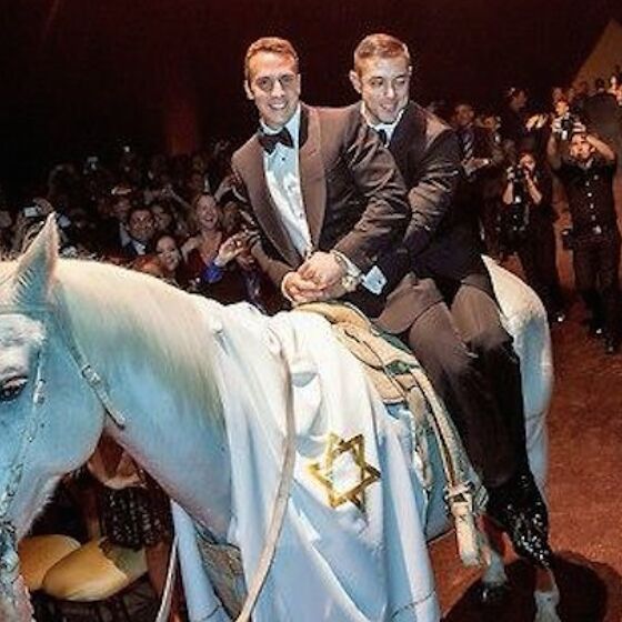 Two nice Jewish boys ride down the aisle on a unicorn, and the Internet has puns for days