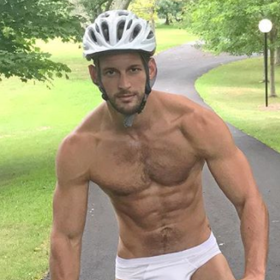 Max Emerson flaunts new invisible bike apparel
