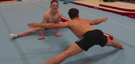Stretching out with Tom Daley and gymnast Nile Wilson