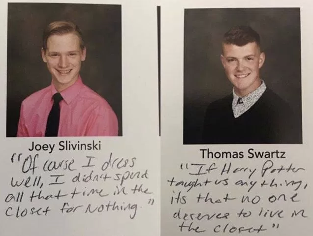 School removes two students’ ‘offensive’ quotes about being proudly gay from yearbook