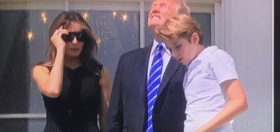 Donald Trump stares directly into the sun as aide yells “Don’t look!”