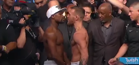 No one was staring at Conor McGregor’s face during his face-off weigh-in with Floyd Mayweather