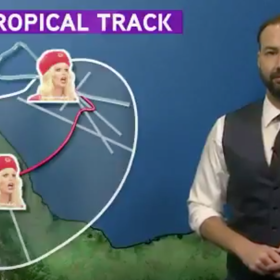 Weatherman can’t help himself, gives drag queen hurricane forecast
