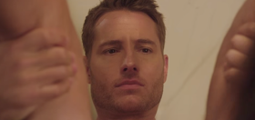 Soap star Justin Hartley does “romantic” things with his butt-crack