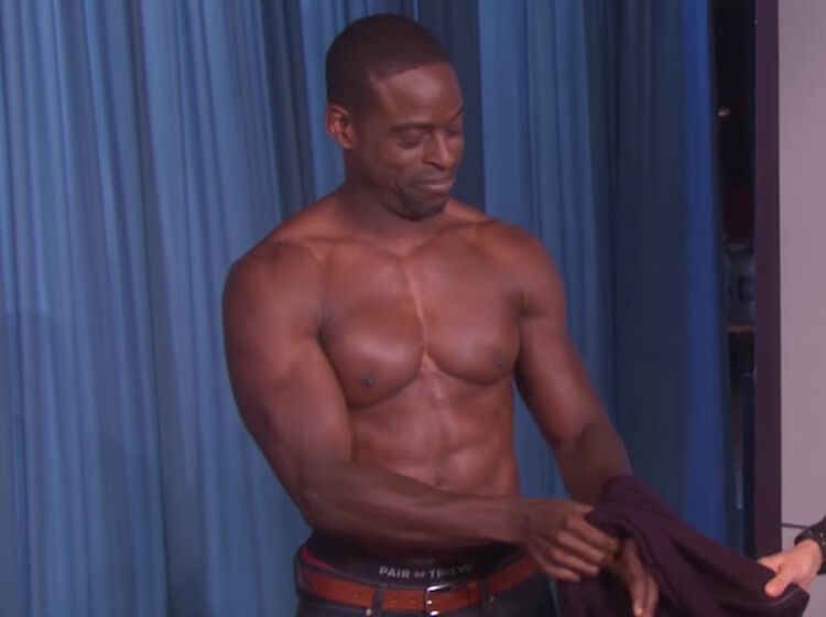 Sterling K. Brown strips down to ride a tractor on ‘Ellen’