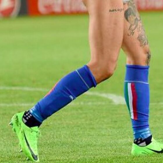 Italian footballer celebrates big win by ripping off his pants