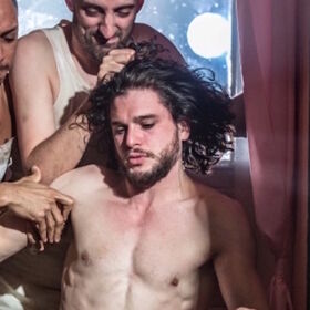 Kit Harington says he’ll happily strip down “for anyone.” And it looks like he means it.