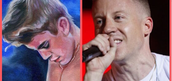 Why does Macklemore own a painting featuring Justin Bieber without clothes?