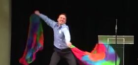 WATCH: Antigay hate group kicks off event with totally-not-gay rainbow flag dance