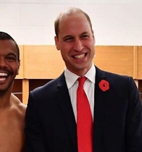 This un-cropped photo of Prince William with a Speedo-clad rugby player is real awkward