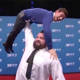 The world’s strongest man just lifted Tom Daley like he was the littlest bug; the smallest worm