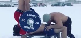 Do you guys find this snowy, shirtless workout between two men slightly homoerotic?