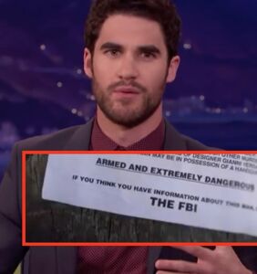 Darren Criss spotted on FBI wanted sign