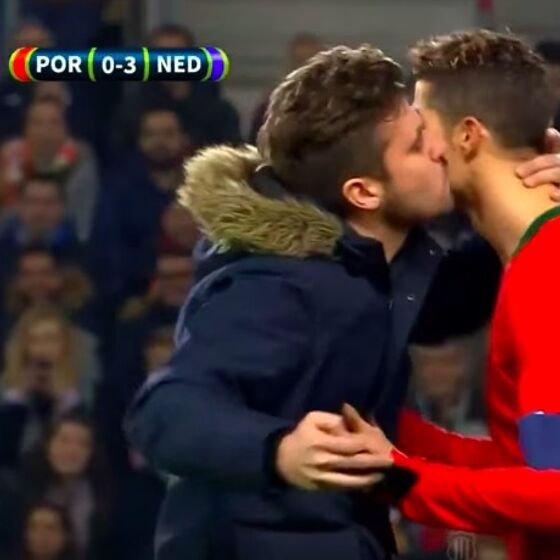Male fan storms the field to make out with Cristiano Ronaldo