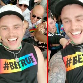 The crowd got handsy with Gus Kenworthy at Miami Beach Pride
