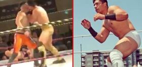 WATCH: Pro wrestling match takes a turn when Jake Atlas kisses opponent