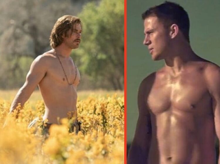 Channing Tatum is thirsting after shirtless Chris Hemsworth. Relatable.