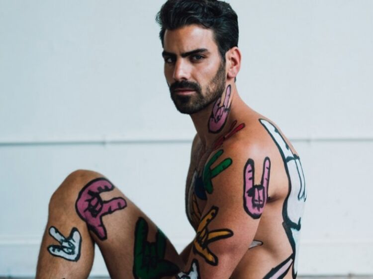 Nyle DiMarco is naked and covered in sign language