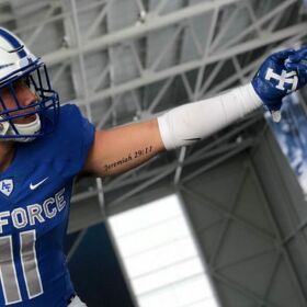 Air Force football player has something to say: “I’m gay.”
