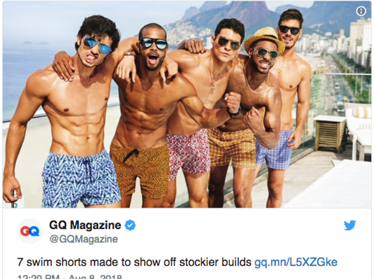 GQ gets draggggged over this tweet about swimsuits for guys with “stockier builds”