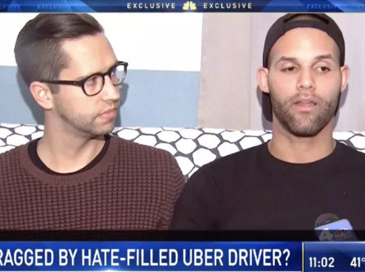 Uber driver drags man along the side of the road as his husband watches in horror