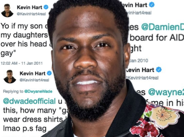 Oscars host Kevin Hart has been frantically deleting homophobic tweets from his Twitter page