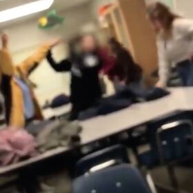 WATCH: High School teacher chases kids around classroom with scissors, cutting chunks of hair