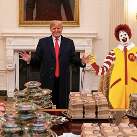 Trump served a team of champion athletes a greasy buffet of fast food. And now, the memes…