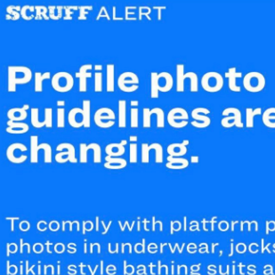 Um, Scruff just banned photos of jockstraps, swimsuits, and crotch shots