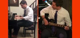 Mayor Pete Buttigieg tears it up on piano and guitar, and the crowd goes wild