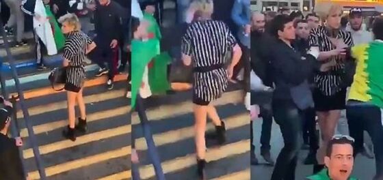 A mob’s aggressive attack of a trans woman has gone viral