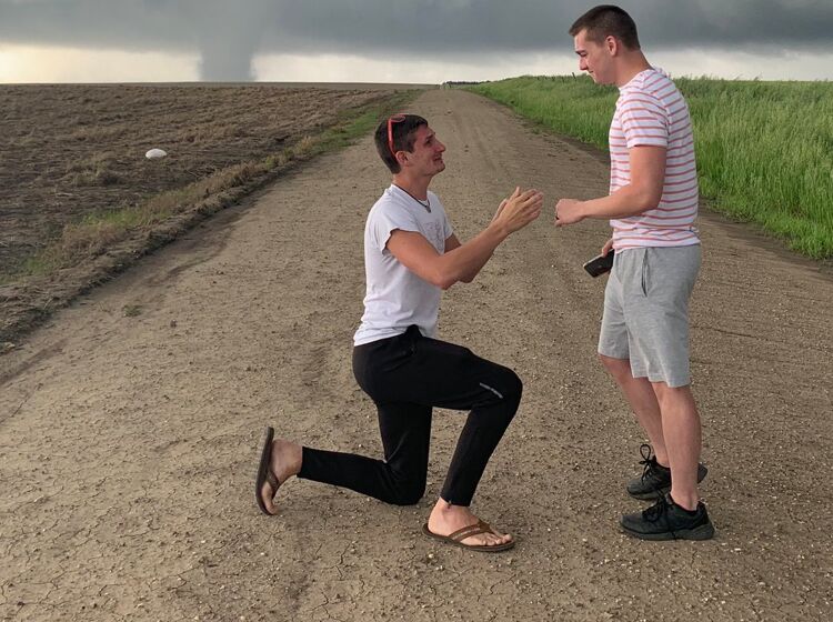 This storm chasing meteorologist proposed to his boyfriend in front of a tornado