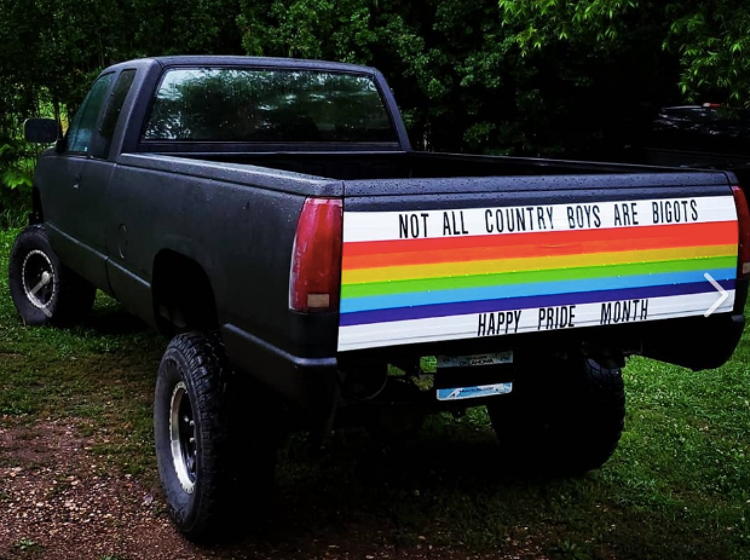 Straight “country boy” paints his truck rainbow colors to bring Pride to the Bible Belt
