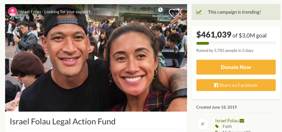 Homophobic rugby player raises almost $500K in 24 hours from fans happy to pay his legal fees