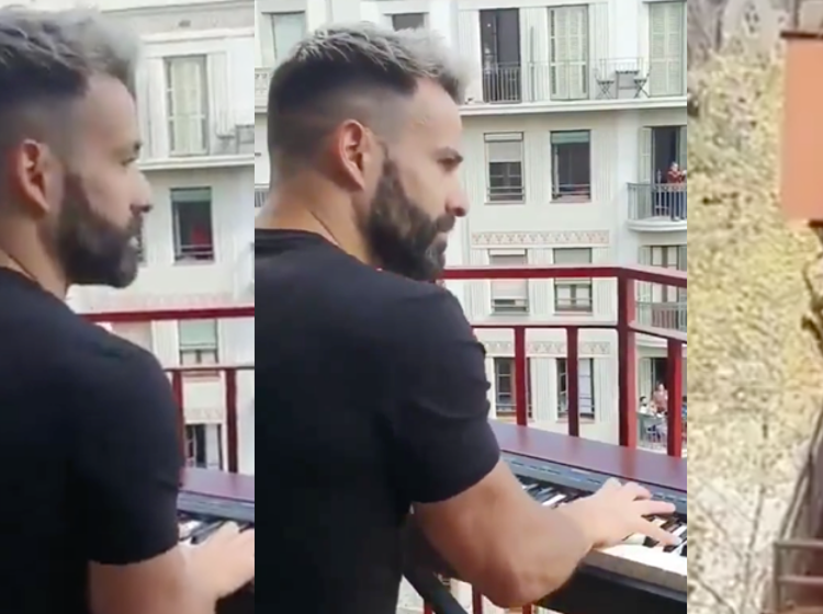 WATCH: Bearded Spaniard and mystery saxophonist serenade neighborhood under lockdown