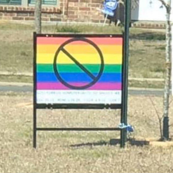 Pastor erects anti-gay sign after he discovers neighbors are same-sex couple