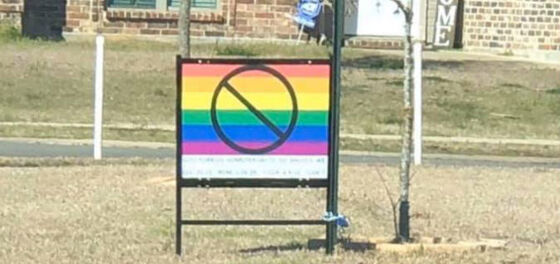 Pastor erects anti-gay sign after he discovers neighbors are same-sex couple